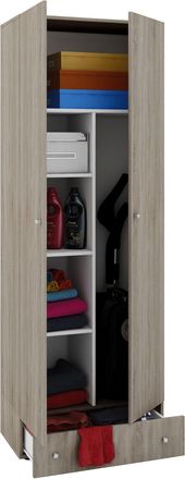 ebuy24 Vcm Gabinete De Escoba De Madera 6 Compartimentos Dimensiones:. An. 70 X Al. 196 X T. 40 Cm Gabinete Dom&eacute;stico Armario Multiusos Caj&oacute;n Extra - Vandol 