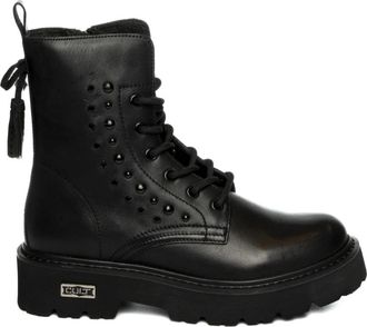 Cult Slash 4349 Enkellaars - Dames - Veterlaarzen - Zwart - 38 EU - Wol - Schoenen