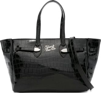 Secret Pon Pon crocodile-embossed shoulder bag - women - Polyurethane - One Size - Black