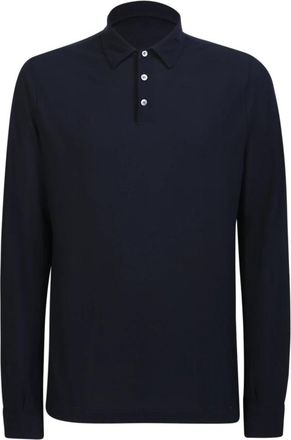 Zanone Polo met lange mouwen - Heren - Polos - Blauw - 4XL - Katoen - Tops