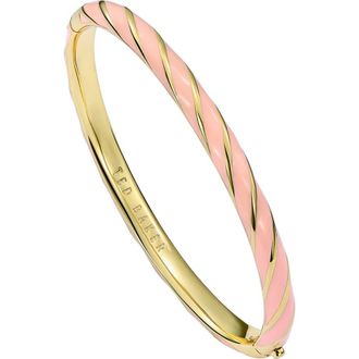 Ted Baker Trinity Twist Enamel Hinge Bracelet in Metallic Gold/Light Pink at Nordstrom