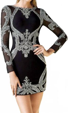 Alyce Paris Short Evening Dress In Black/silver