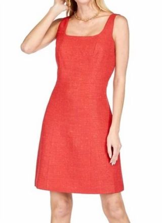 Jade Yoga Square Neck Empire Waist Dress In Red