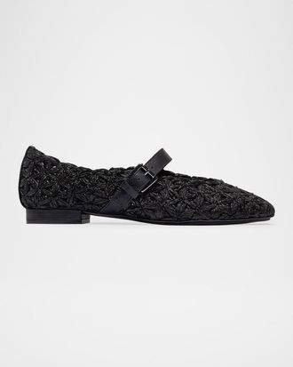 Bernardo Borden Raffia Mary Jane Ballerina Flats