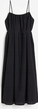 H&M Baumwollkleid mit Broderie Anglaise - Schwarz