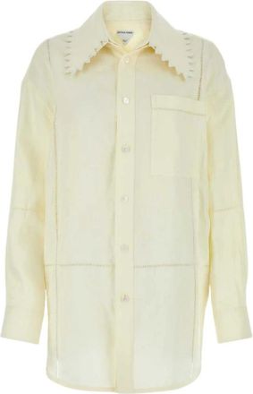 Bottega Veneta Linnen Shirt - Heren - Casual Overhemden - Geel - 2XS - Linnen - Overhemden