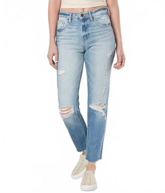 Hidden Jeans Tracey Straight Leg Jeans In Lt Distress Wash