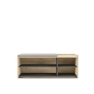 HERDASA Banco Descalzador Y Zapatero Fabricado En Melamina, Dreyer Bench, En Color Roble-grafito