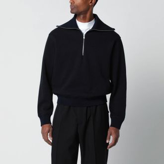 Jil Sander Marineblaues Sweatshirt mit halbem Rei&szlig;verschluss