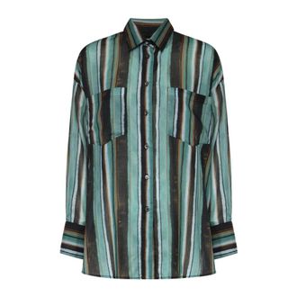 Pinko Shirts, female, Multicolor, Size: 2XS Striped Chest-Pocket Shirt