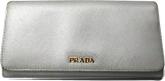 Prada Pre-owned Vintage Portemonnee - Dames - Vintage Accessoires - Grijs - ONE Size - Leer - Vintage