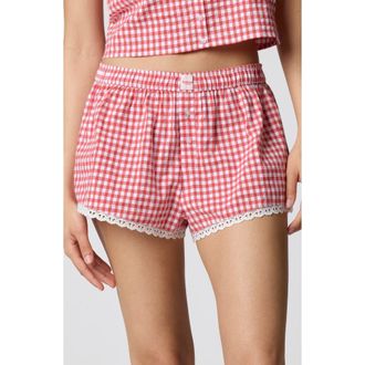 Florence By Mills Cheeky Stretch Cotton Boxer in Red Gingham at Nordstrom, Size Xx-Small