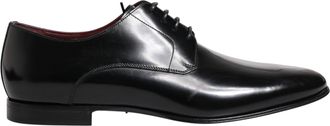 Dolce & Gabbana Men Dress Black Calfskin Leather Derby Mens Shoes