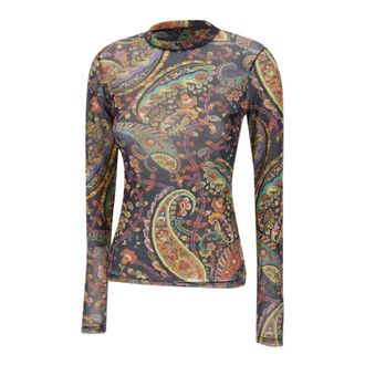Etro Paisley Tulle Jumper - female - Etro - Long Sleeve T-Shirts - Multicolor - M - Tops
