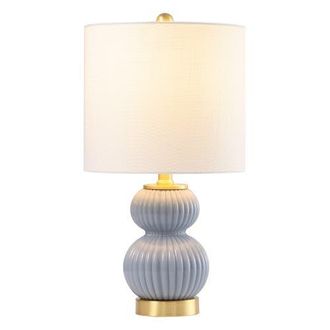 Jonathan Y Designs Daphne Ribbed Metal/Glass LED Table Lamp in Gray at Nordstrom