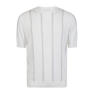 Eleventy Round-neck Knitwear, male, White, Size: XL Maglia Girocollo Mezza Manica