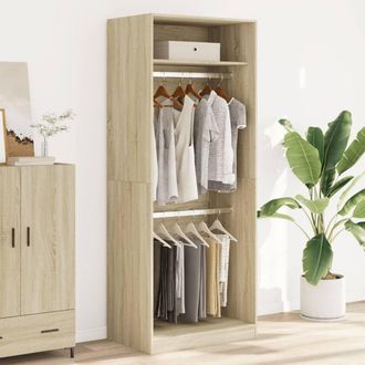 Berkfield Home Wardrobe Sonoma Oak 80x50x200 cm Engineered Wood in Light Brown | Size: 80 x 50 x 200 cm