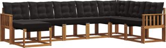 vidaXL Conjunto De Sof&aacute;s De Exterior 8 Uds. Natural Y Negro Vidaxl