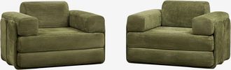 Sklum Pack De 2 Sillones Cama En Pana Envasados Al Vac&iacute;o Paoly Sklum