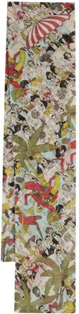 John Galliano graphic-print silk scarf - women - Silk - One Size - Neutrals