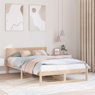 Berkfield Home Bed Frame Natural Solid Pine wood 135 x 190 cm Durable in Beige