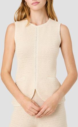 French Connection Mozart Textured Stitch Cotton Sweater Tank in Ecru at Nordstrom, Size X-Large
