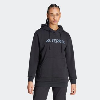 ADIDAS TERREX Kapuzensweatshirt ADIDAS TERREX W MT L LOGO HD, Damen, Gr. XXL, schwarz, Obermaterial: 70% Baumwolle, 30% Polyester, angesetztes B&uuml;ndchen, Sweatshirts