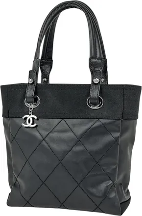 Chanel Black Coated Canvas Tote Bag (Pre-Owned)