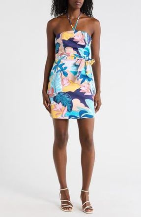 Tori Richard A New Day Poppy Mini Halter Dress in Blue/White Multi at Nordstrom Rack, Size 10