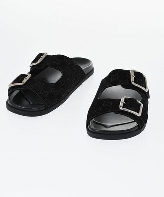Gucci Suede Slides with Embossed Monogram Pattern size 39,5