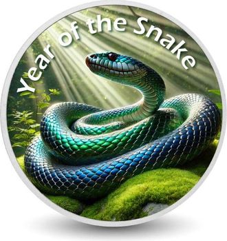 OEM Moneda De Plata De 1 Oz Con Resplandor Del Bosque Sereno Del A&ntilde;o De La Serpiente