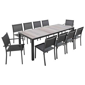 Oviala Sala de 10 plazas de aluminio y cer&aacute;mica con efecto de madera