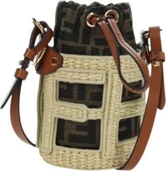 Fendi Pre-owned Zucca Canvas Schoudertas - Dames - Vintage Tas - Beige - ONE Size - Vintage