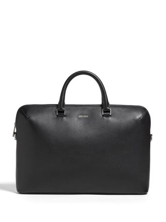 Ermenegildo Zegna leather briefcase - men - Calf Leather/Polyester - One Size - Black