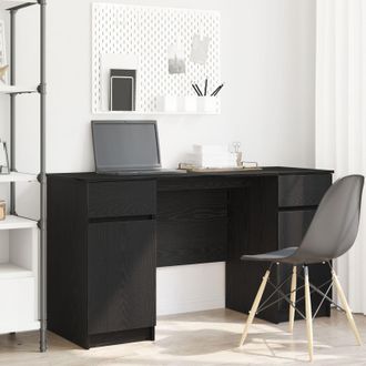 Berkfield Home Desk Black Oak 140x49x76 cm Engineered Wood | Size: 140 x 49 x 76 cm