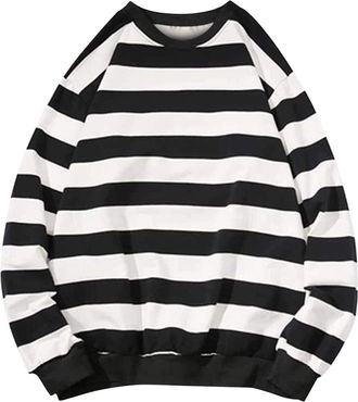 Generic Grunge Sweater Striped Sweatshirt Mens Without Hood Cotton Stripes Hoodies Teenager Boys Pullover Hip Hop Streetwear Long Sleeve Sweatshirts Graphic T