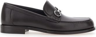Ferragamo Black Leather Gancini Loafers