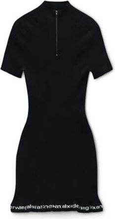 Alexander Wang Jurk met korte mouwen en ribstructuur - Dames - Korte kleedjes - Zwart - M - Kleedjes