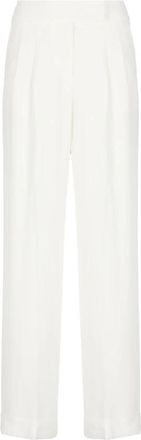 PESERICO Witte Palazzo Broek met Zakken - Dames - Straight fit broeken - Wit - XL - Broeken