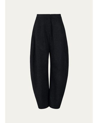 Alaia Round Wool Barrel-Leg Pants