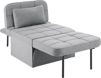TecTake Puf cama 4 en 1 versátil y ajustable en 6 posiciones, gris claro