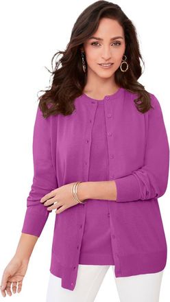 Jessica London Fine Gauge Button Front Cardigan in Deep Orchid at Nordstrom, Size 20
