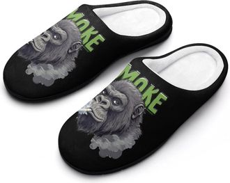Generic Weed Smoking Gorilla Smoker Womens Slippers Warm House Slippers Indoor House Shoes with Anti-Skid Rubber Sole