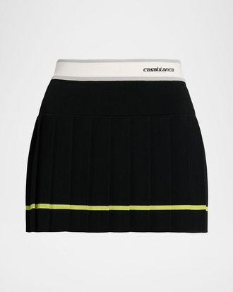 Casablanca Pleated Striped Mini Skirt