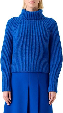 Akris Chunky Cashmere Rib Turtleneck Sweater in Royal Blue at Nordstrom, Size 12