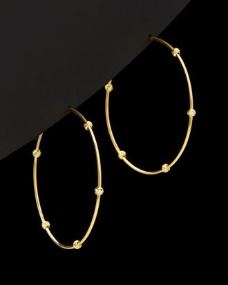 Italian Gold, Inc 14K Italian Gold Diamond-Cut Bead Station Open Hoops