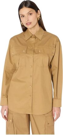 BERENICE Recht overhemd Clota in camel poplin - Dames - Overhemden - Bruin - M - Katoen - Overhemden