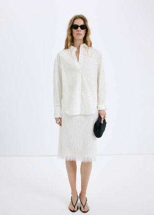 Mango Camicia lyocell perle bianco sporco - Donna - S - MANGO