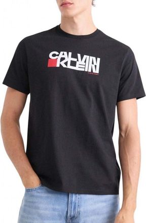 Calvin Klein Mens Short Sleeve Redbox Graphic T-Shirt with Logo, Black (Black), S