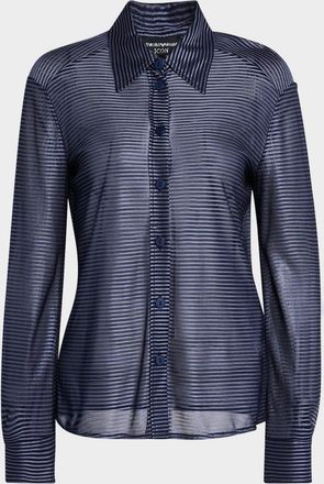 Emporio Armani Button-Down Striped Viscose Shirt
